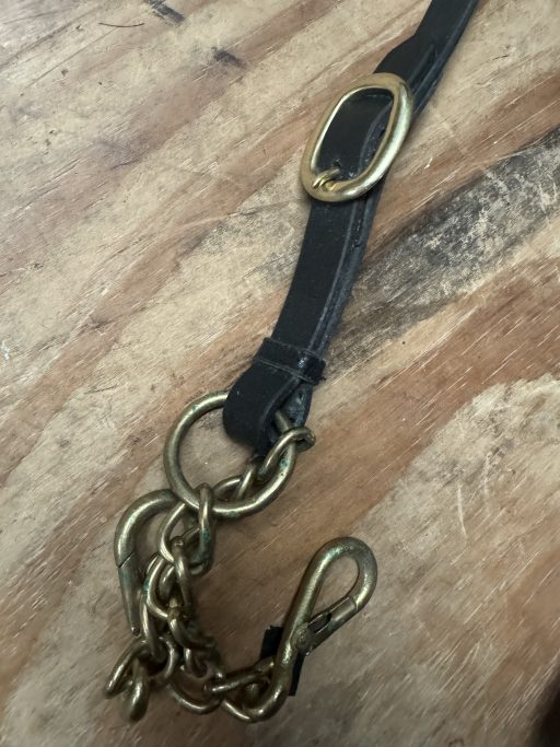 Shires black in hand lead rein and brass chain - Image 3