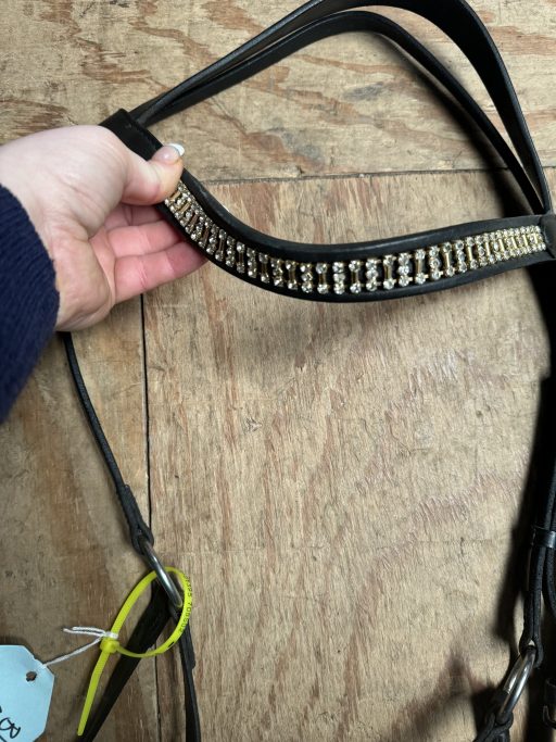 FULL black grackle bridle with diamanté browband - Image 2