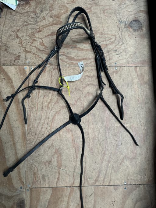 FULL black grackle bridle with diamanté browband