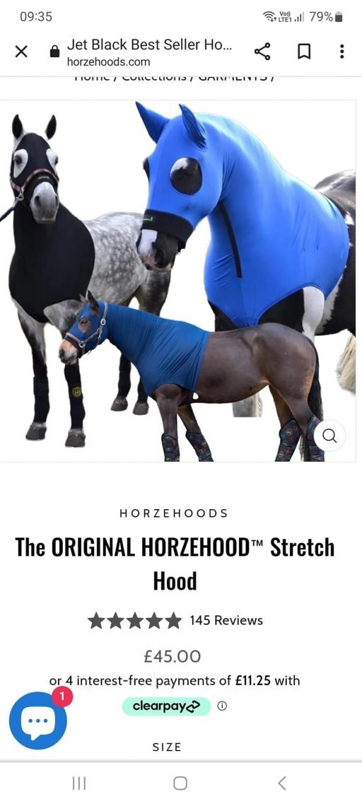 Horzehood stretch hood with zip COB size to fit 13.2hh - 15.2 hh - Image 2