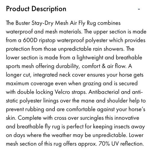 5’0” Premier equine stay dry fly rug - Image 8